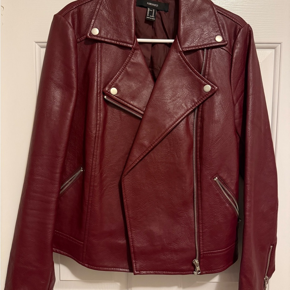 Forever 21 Deep Red Leather Jacket